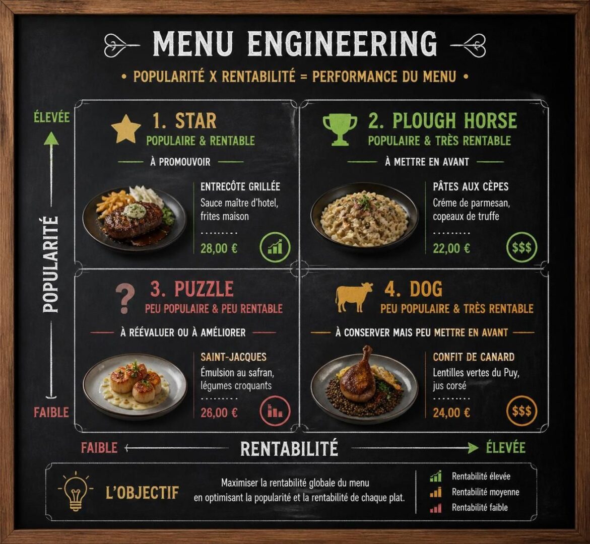 découvrez le menu engineering, la méthode efficace pour maximiser la vente de vos plats les plus rentables sans effort. apprenez à analyser, optimiser et présenter votre menu pour booster votre chiffre d'affaires.